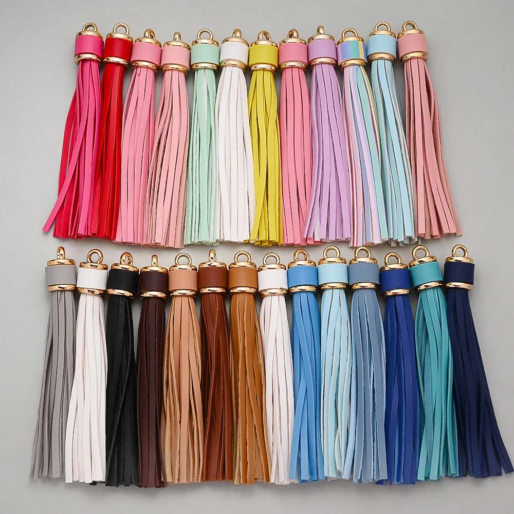 5Pcs 11cm Faux Leather Tassel Charms Assorted Colors for DIY Keychain Bag Purse Earring Jewelry Clothing Decor Crafts