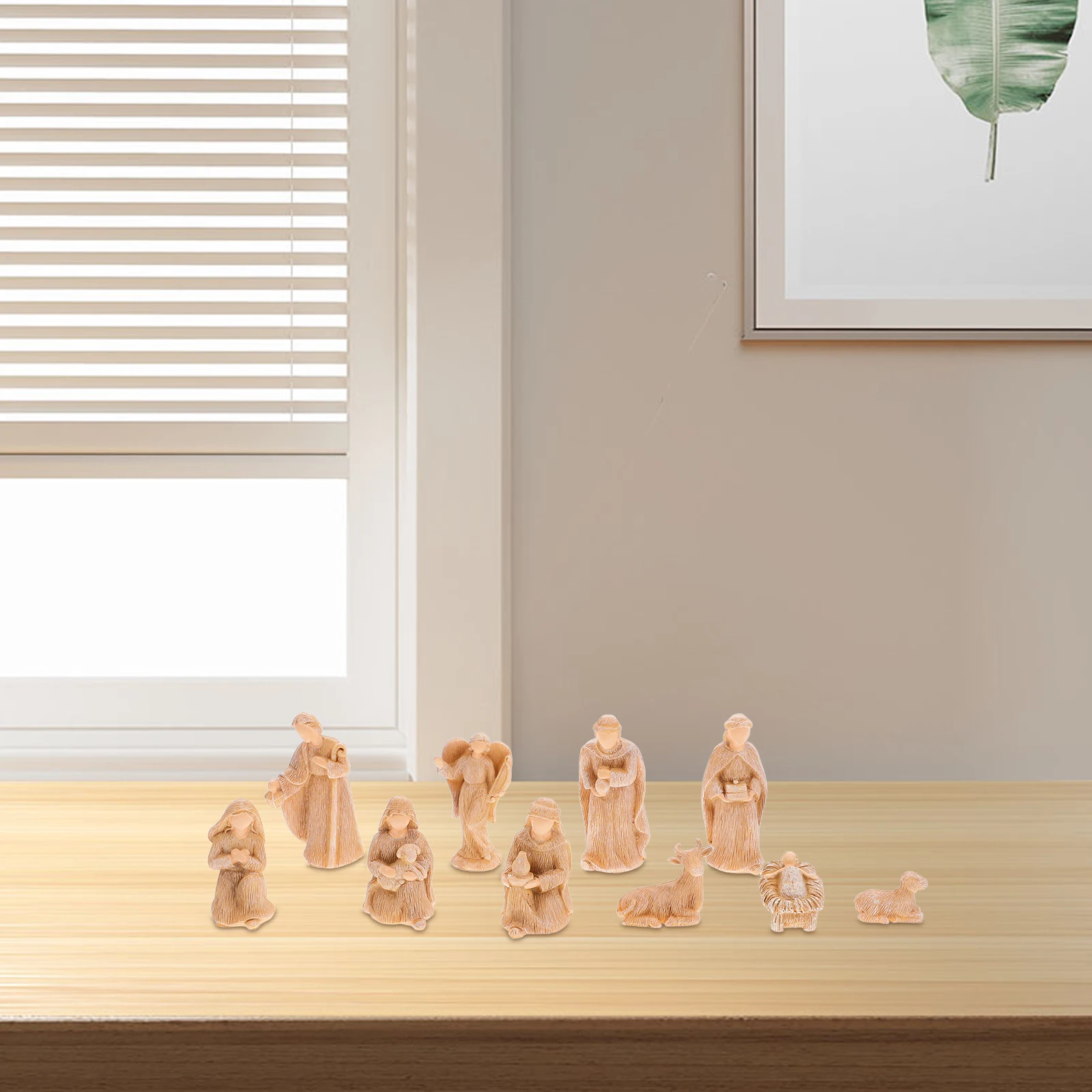 1 Juego de Escultura de nacimiento de resina de Belén de Jesús, adorno pequeño, decoración de mesa de Navidad, juego de Natividad, juegos de pueblo de Navidad