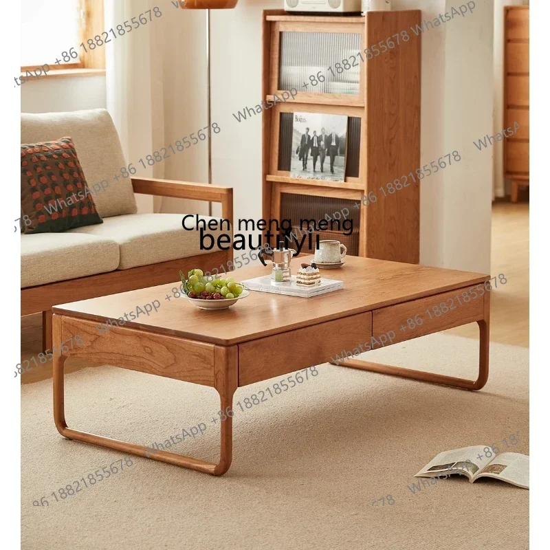 cc182Nordic all solid wood coffee table cherry wood living room tea table square table TV cabinet  combination R