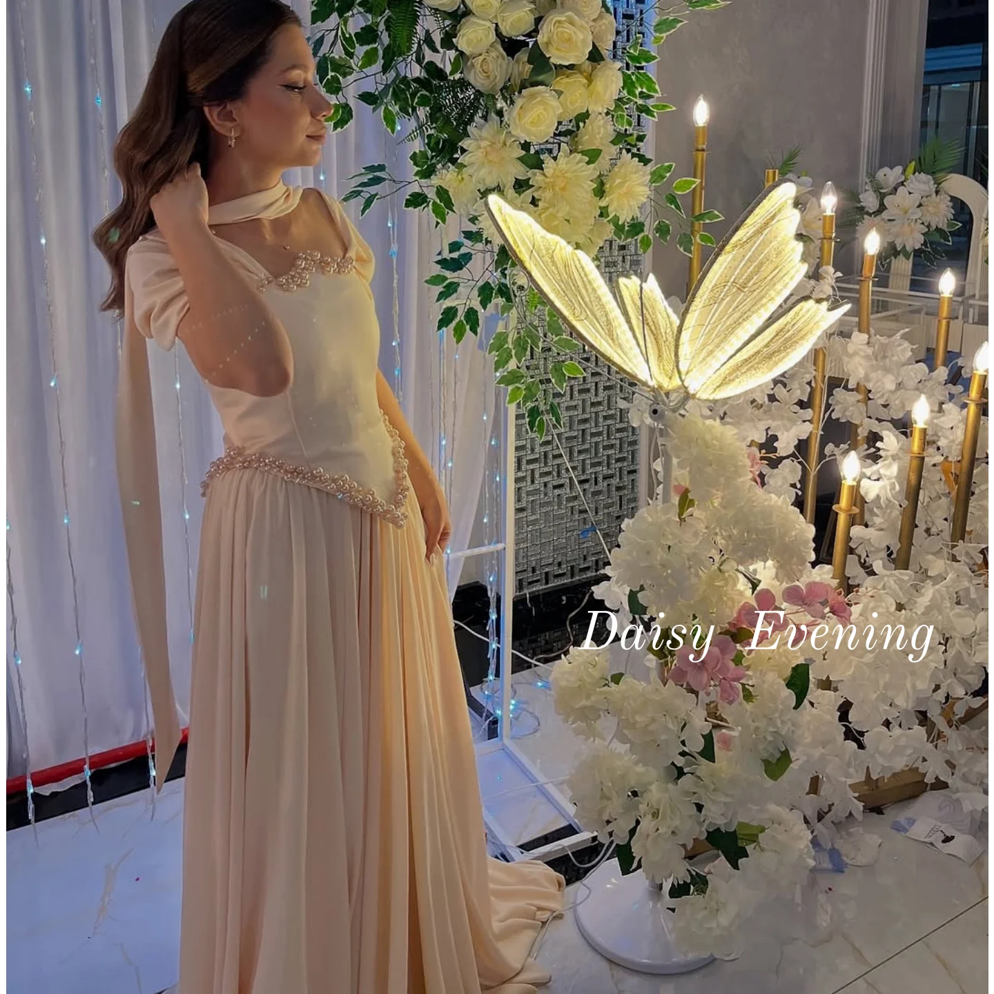 

Off Shoulder Elegant Evening Dresses for Woman Customized Pearls Prom Dresses 2025 Beads Luxury Wedding Dress Ball Gown