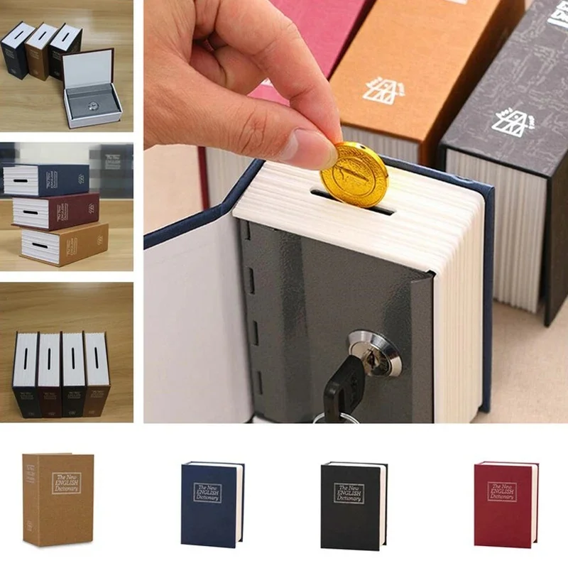 Creative Dictionary Book Piggy Bank With Lock Hidden Secret Safe Box Cash Coin Security Storage Deposit Box for Home