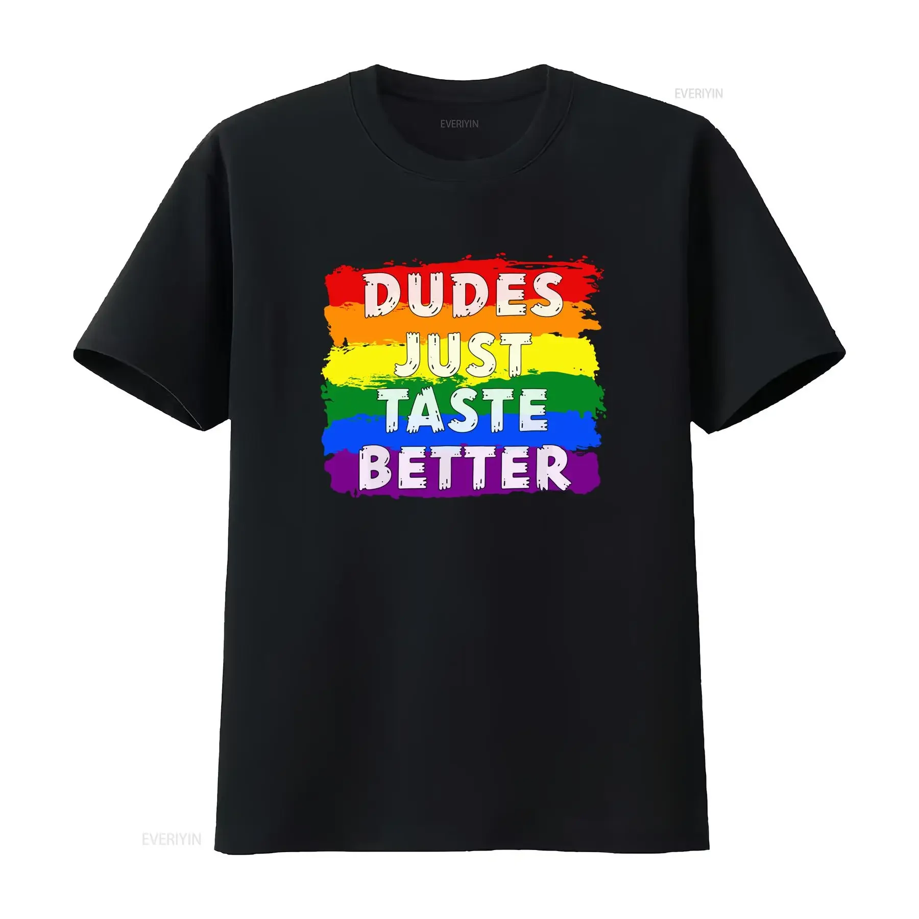 Dudes Just Taste Better Gay Pride Rainbow Lgbt T Shirt for Men vintage Washed Comfortable Top For Everyday Wear Versatile