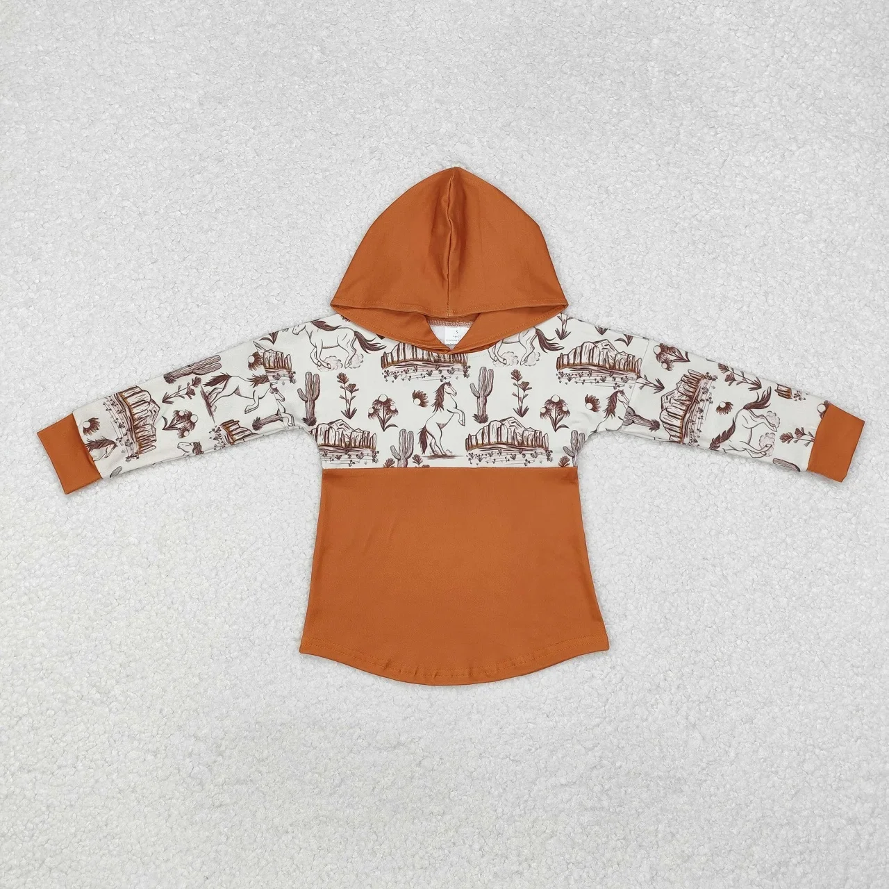 Wholesale Kids Children Hoodie Western Horse Cactus Toddler Long Sleeves Sportswear Shirt Tops Baby Boy Spring Fall Sweatshirt