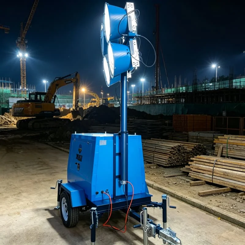 Low Noise Silent Generator Mobile Lighting Tower 58dB for Residential Area Night Construction Hotel Hospital Camp Customized