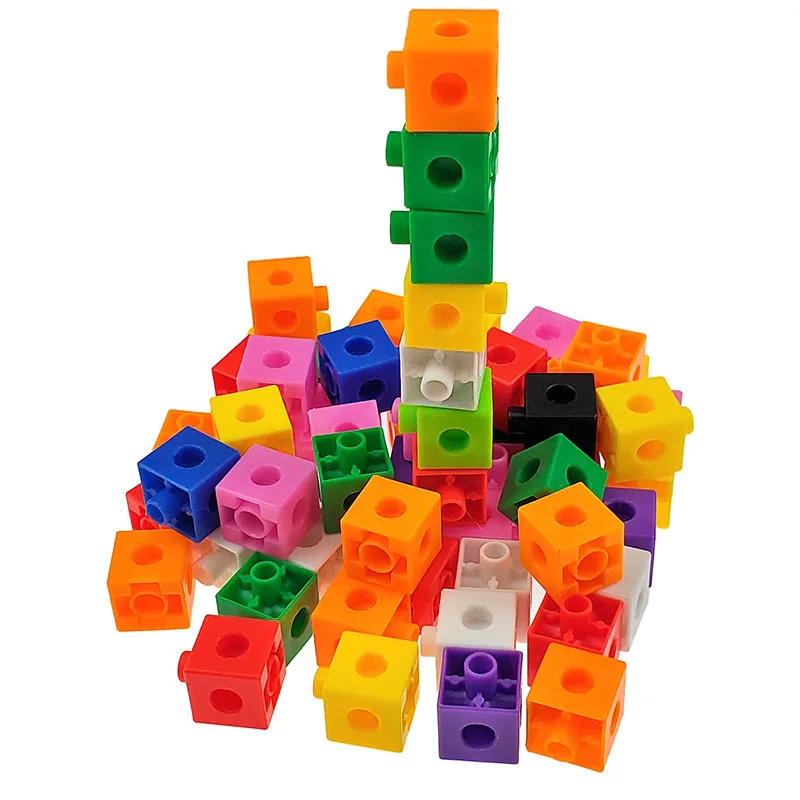 100/200Pcs 10 Colors Connected Cube Toys For Mathematical Counting Plastic Blocks Colored Mathematical Cube School Preschool