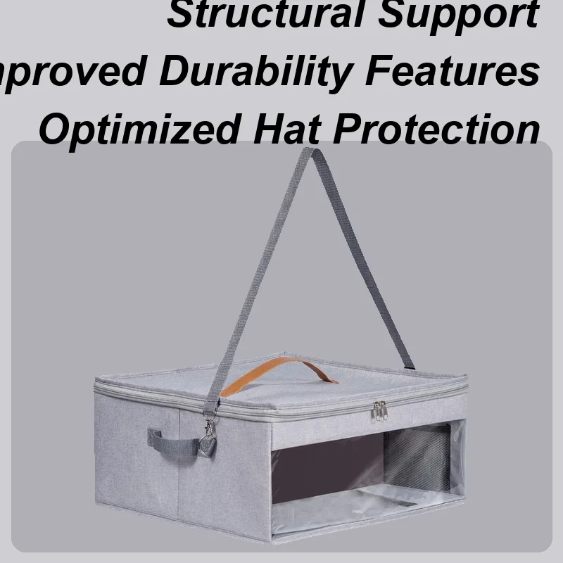 

Travel Hat Box Cowboy Hat Boxes Storage Case Large Capacity Headwear Organizer With Zippered Lid And Double Handles For Men