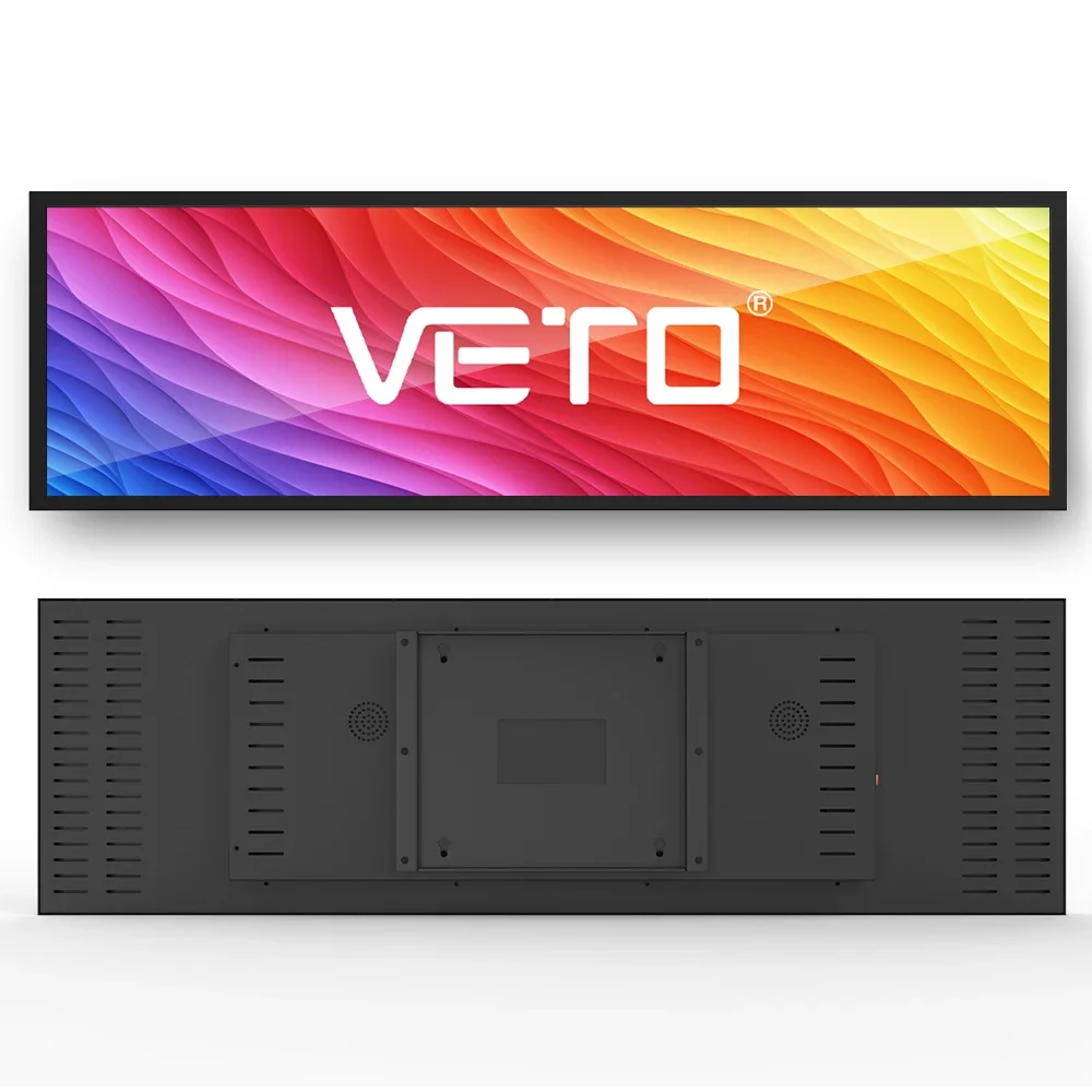 VETO 29 Inch Indoor Stretched Bar Lcd Display Free Cms Android Retail Digital Shelf Edge Display Screen for Advertising Subway