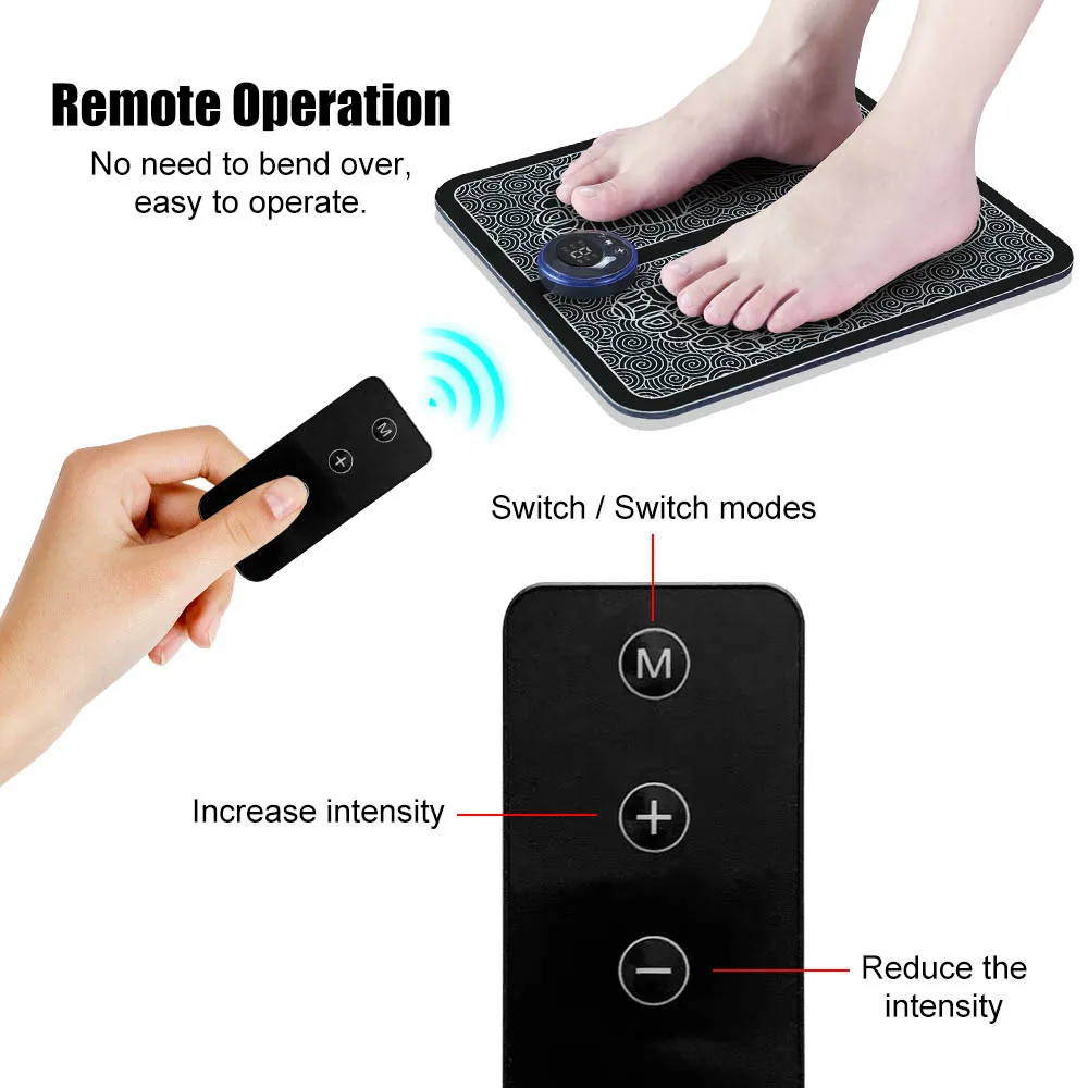 Electric Foot Massager Pad Electrostimulator Massage Mat EMS Muscle Massager Relax Feet Massage Fitness Masajeador USB Charging