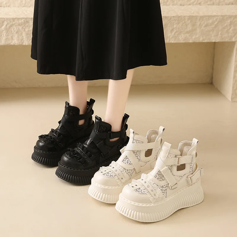 

2025New Summer Style Hollow Casual Shoes Versatile Platform Thick Sole Height-Increasing Sports Sandals for Women