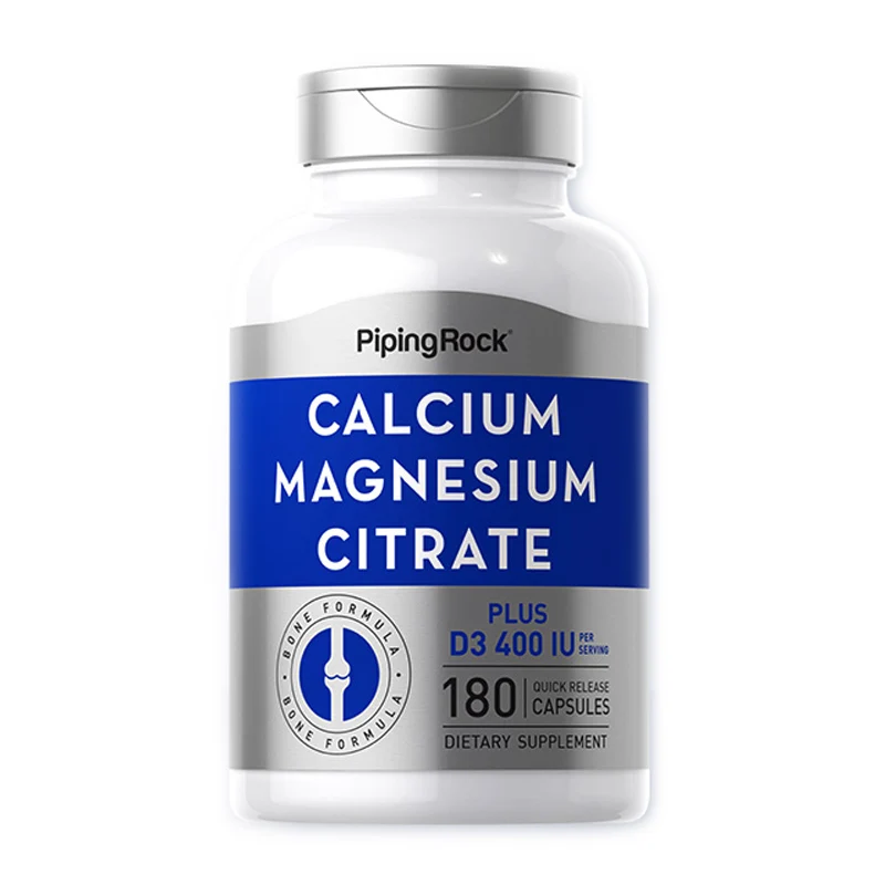 PipingRock Calcium Magnesium Citrate Plus D3 400 IU 180 Capsules