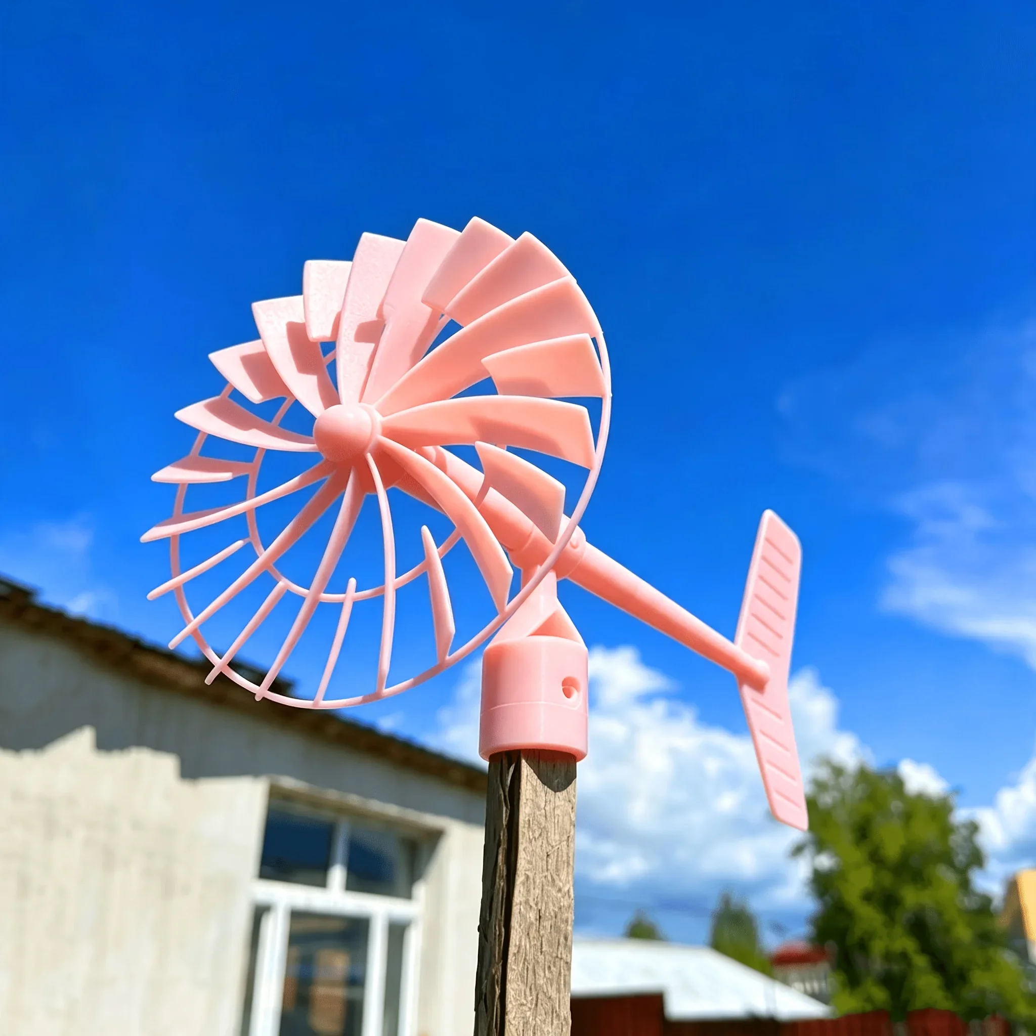 3D Printed Rotatable Windmill Tower Wind Vane, Outdoor Garden Horticultural Decor Ornament