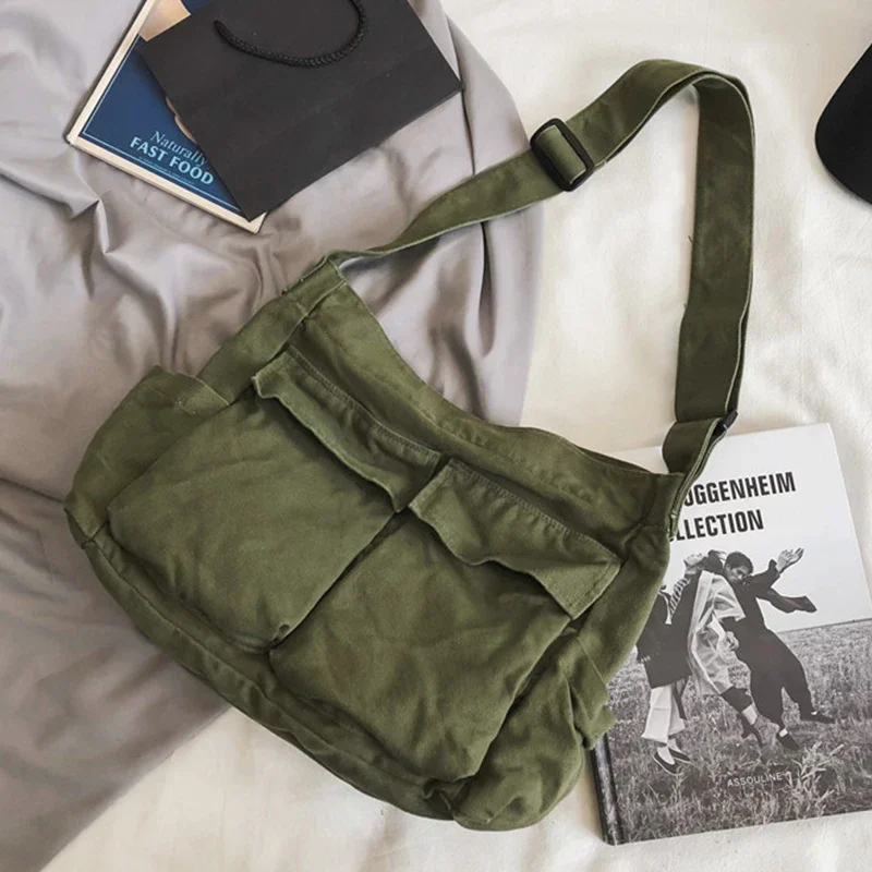 

Women Vintage Handbag Canvas Teenager Shoulder Tote Bags Messenger Bags Ladies Casual Handbag Crossbody Purse