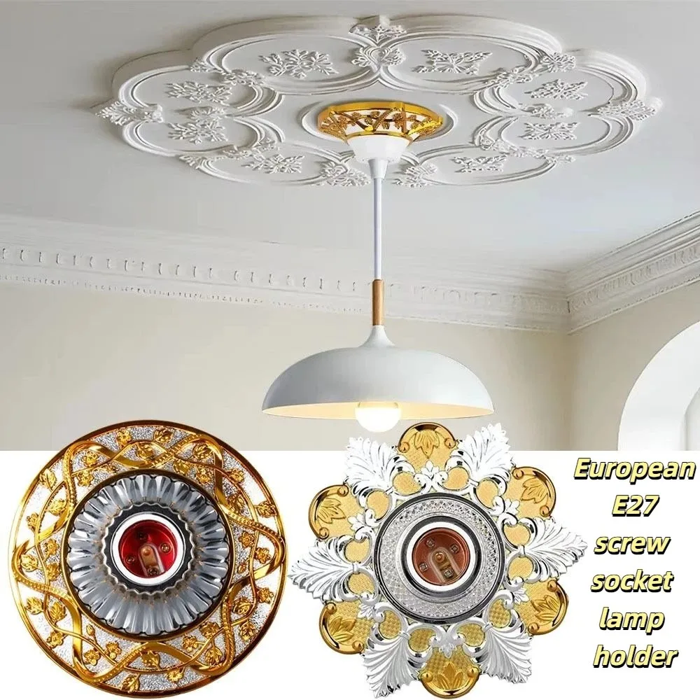 Golden Base E27 Lamp Socket Fixed Base Round Screw Bulb Holder Colored Holder Durable Light Fixture Parts