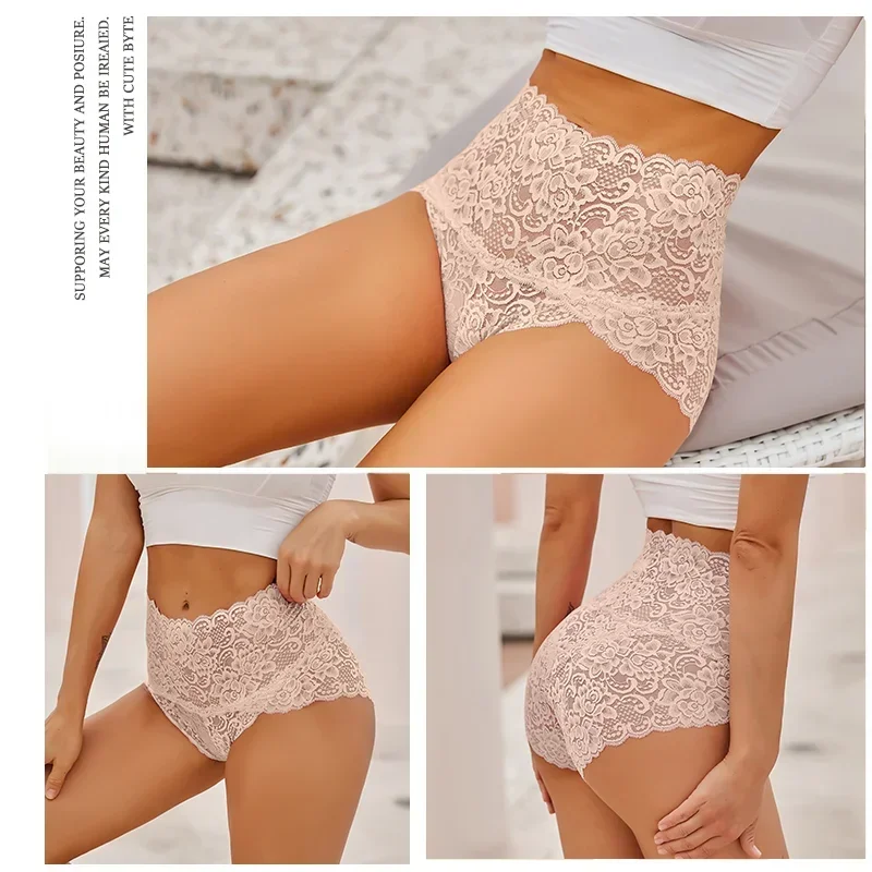Finetoo High-Rise Sexy Lace Brief Comfortable Stretchy Semi Sheer French-Cut Panties Women's Underwear Breathable Lingerie S-2XL image 2