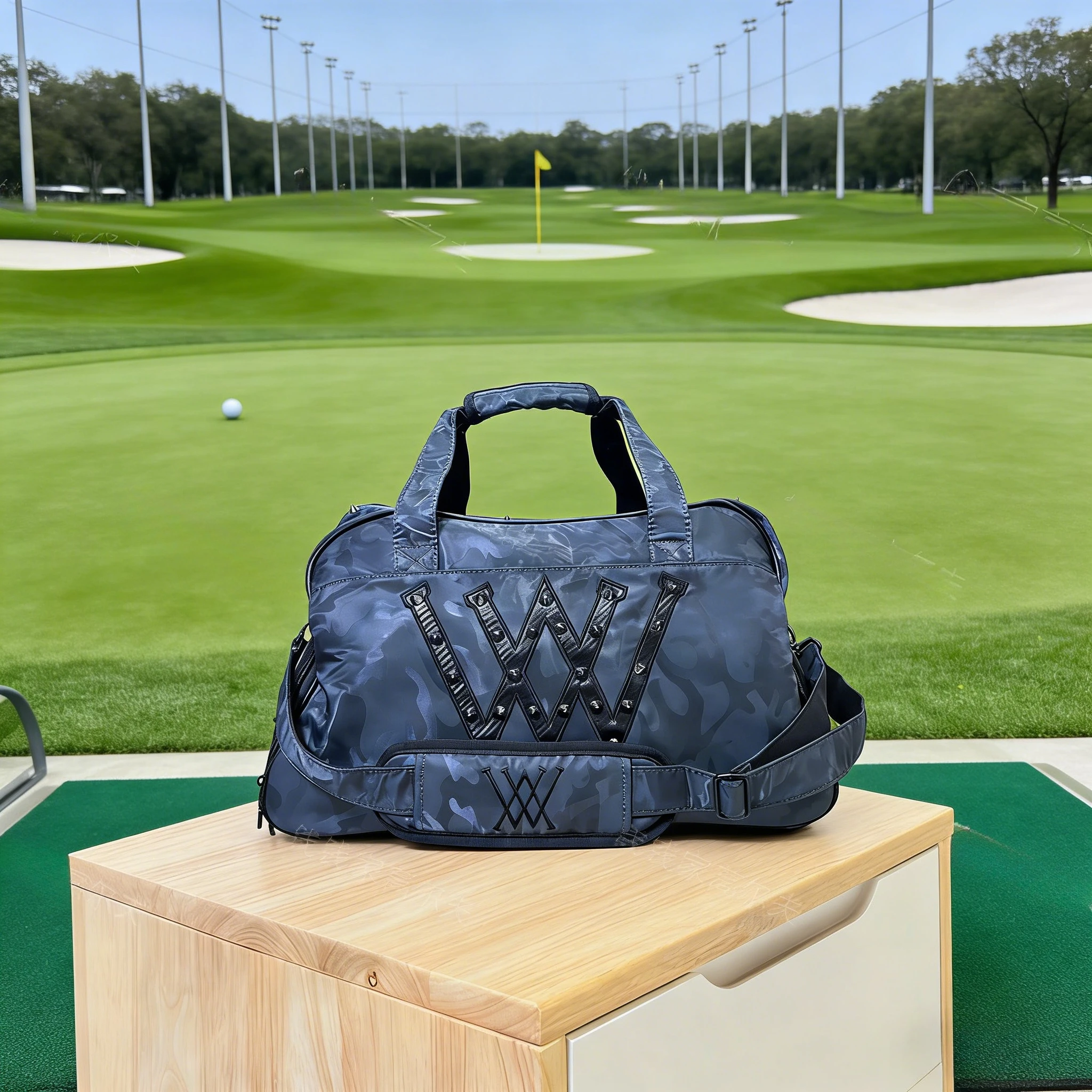 

Спортивная сумка для гольфа 2026 года в корейском стиле, камуфляжная, унисекс, большой вместимости, с декоративными элементами – повседневная сумка / сумка для гольфа