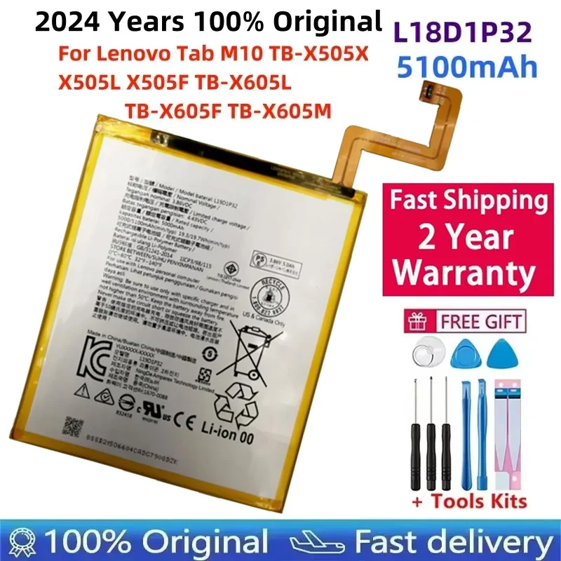 

Original 4850mAh L18D1P32 Tab Replacement Battery For Lenovo Tablet M10 TB-X605L TB-X605F TB-X605M TB-X505X x505L+ Tools Kit