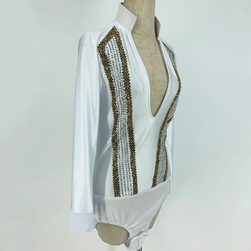 Profissional roupas de dança para homens manga longa branco smoking latina salão valsa flamenco dança roupas adulto