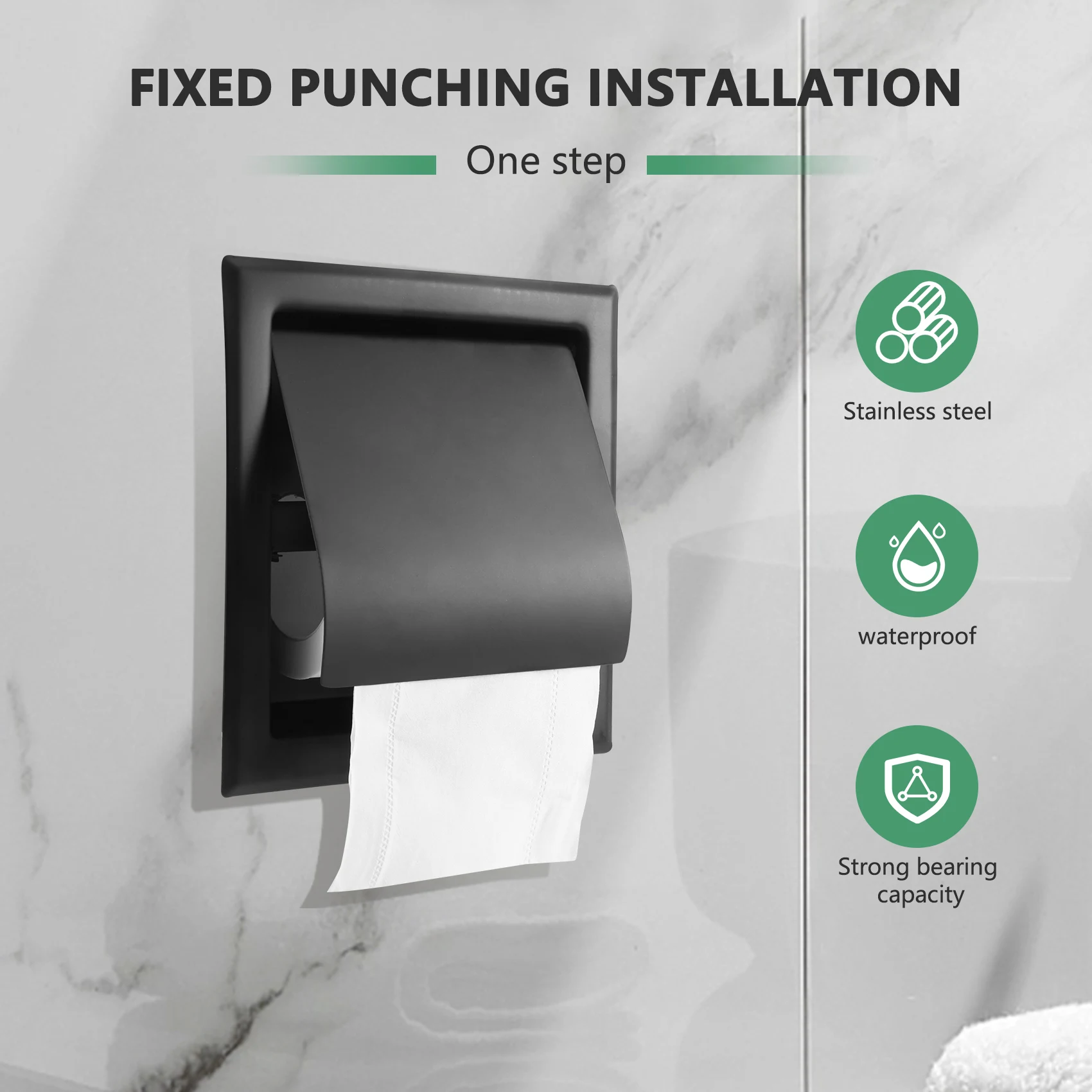 Recessed Toilet Paper Holder,Stainless Steel Double Roll Paper Box for Bathroom,Wall-Mounted Paper Storage Rack