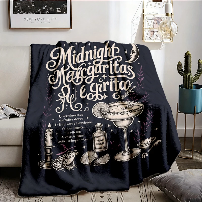 Midnight Margaritas Comfy Blanket, Practical Magic Flannel Blanket, Retro Halloween Movie Flannel Throw, Spooky Season G