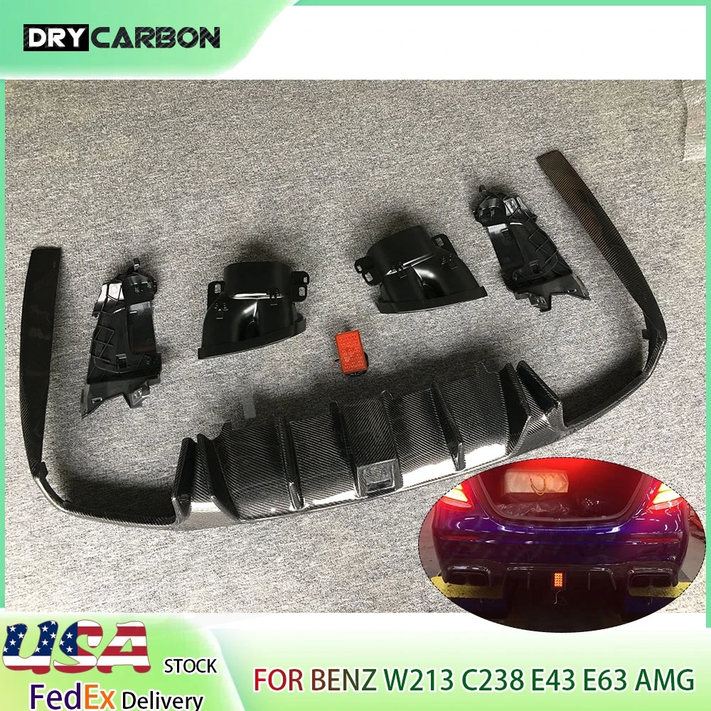 

Carbon Fiber Rear Bumper Lip Diffuser Exhaust Muffler Tips for Benz E Class W213 C238 E43 E63 for AMG 2017-2022