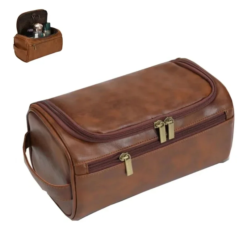 Leder-Kulturtasche für Herren und Damen, Dopp Kit, Hängende Herren-Kulturtasche, Reise-Kulturtasche für unterwegs, Große Kosmetiktasche für T – Detail 1