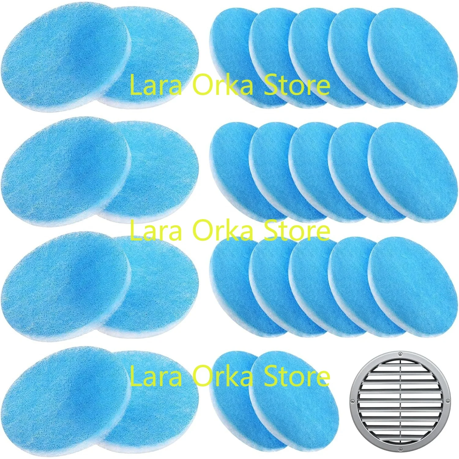 

25 Pack RV Air Conditioner Filter 5.25 Inch Round RV AC Vent Filter Replacement, MERV 8 Rated, Blue and White