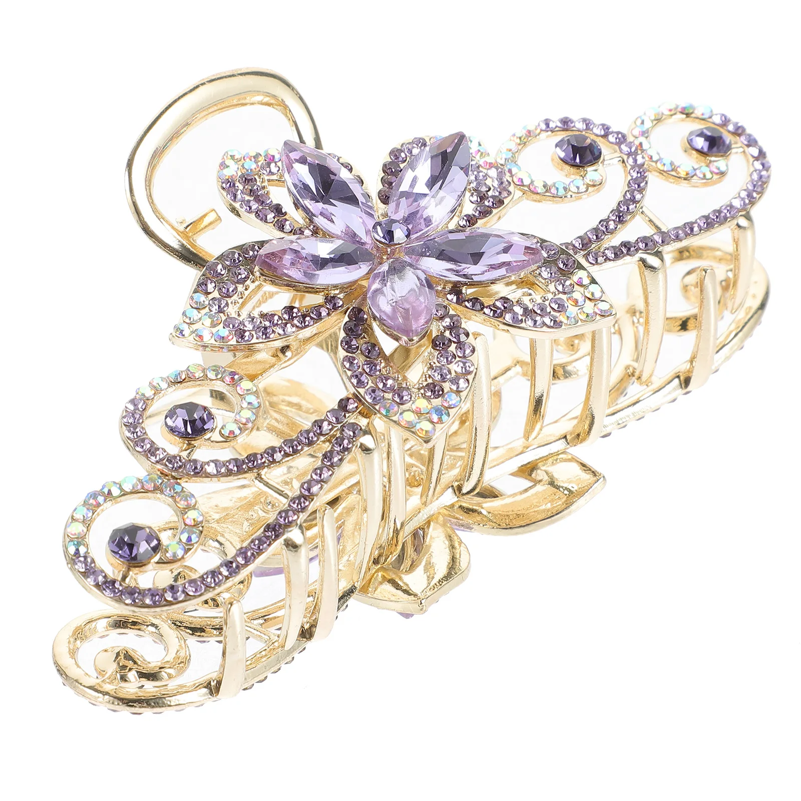 مشبك شعر أنيق كبير بمخلب على شكل زهرة من حجر الراين، تثبيت آمن، سبيكة متينة، تسريحات شعر مختلفة، مشابك فكية للشعر