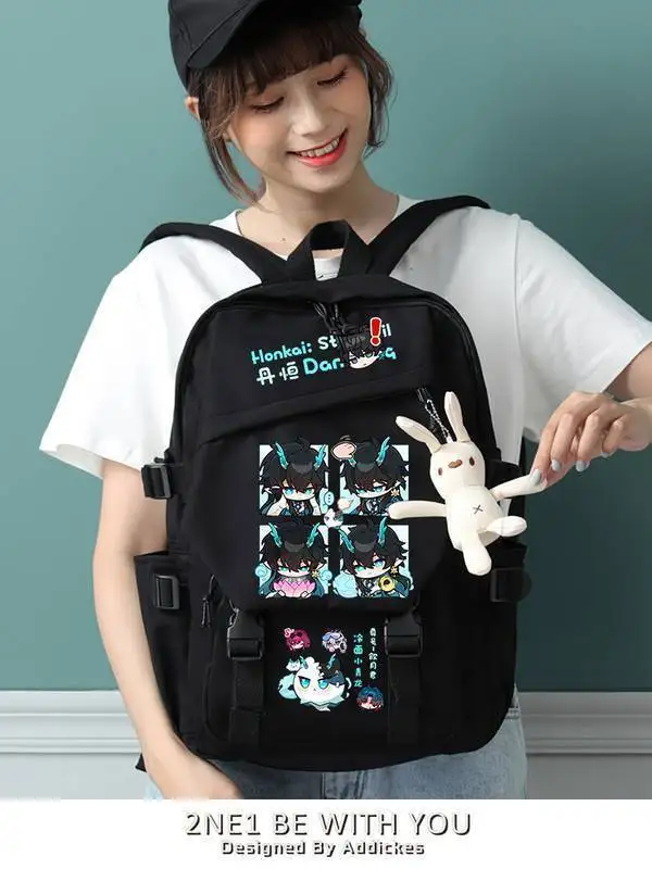 Star Dome Railway Merchandise Dan Heng Yin Yue Jun Fan Art Backpack Anime Double Shoulder Bag For Girls Primary And Middle Anime