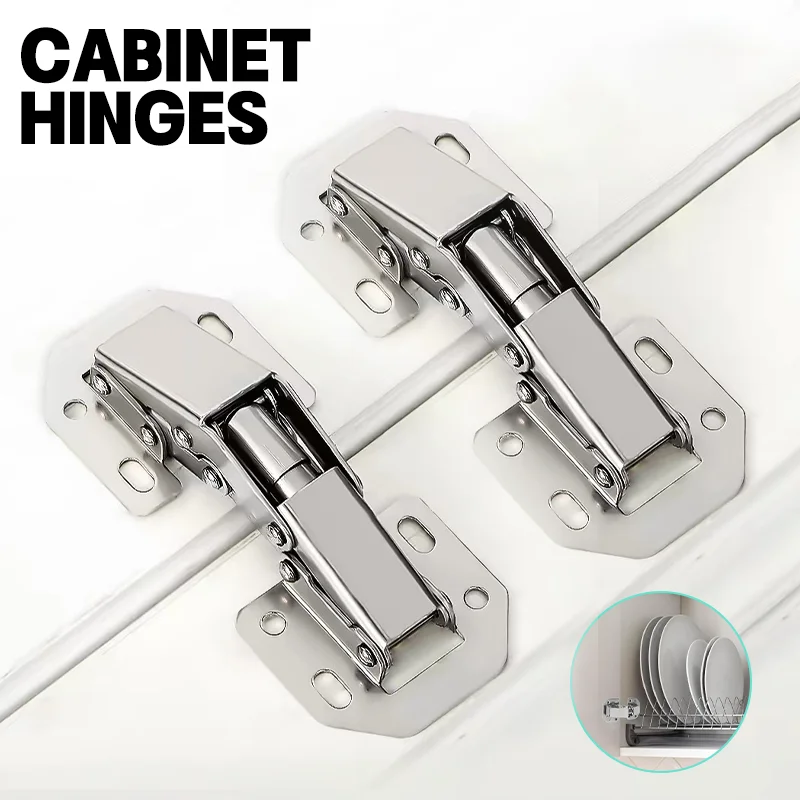 3 Inch Cabinet Hydraulic Hinge 90 Degree Steel Cabinet Hinges No-Drilling Hole Cupboard Door Soft Close Hinges Buffer Hinges