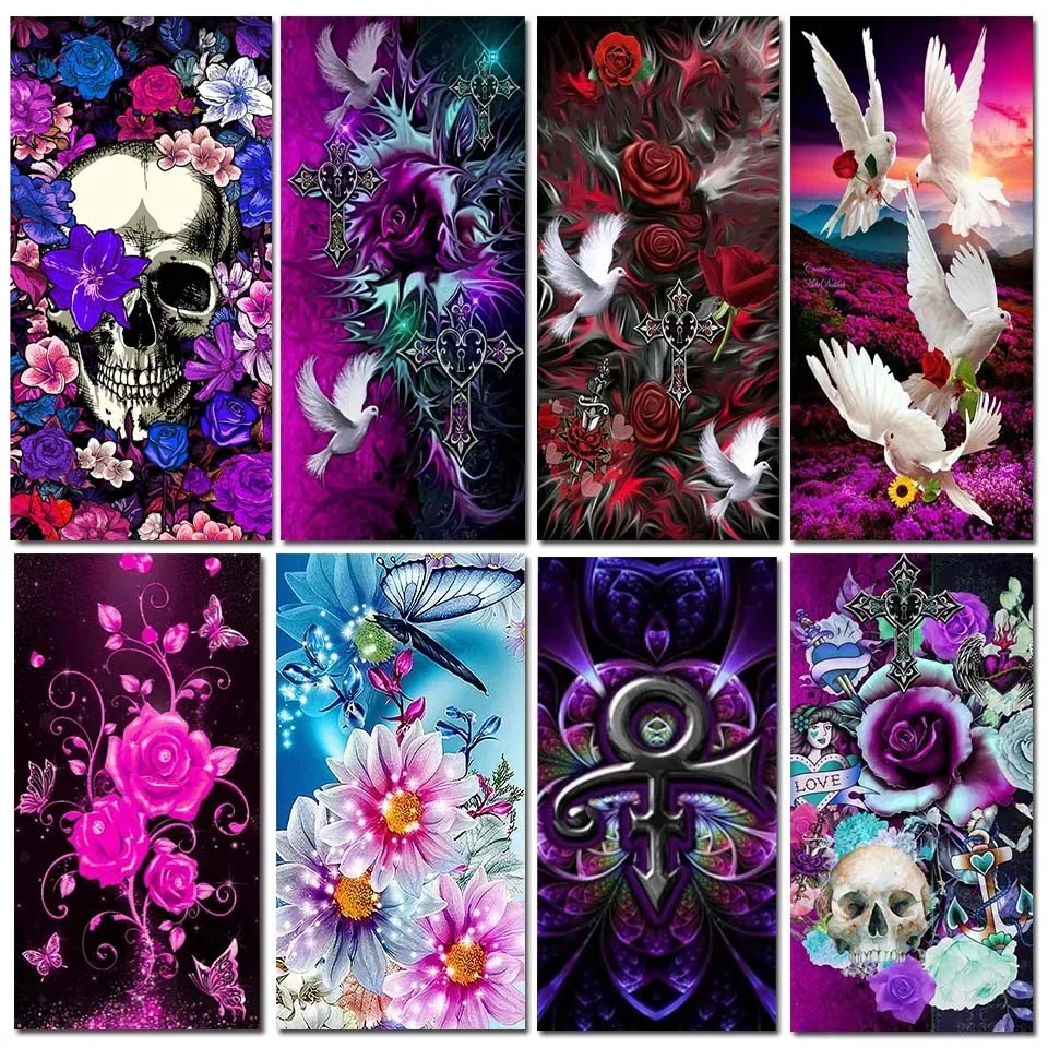 Large Fantasy Gothic Rose Diy Diamond Painting Dove Skull Full drill Diamond Embroidery Mosaic Cross Stitch Kits home decor