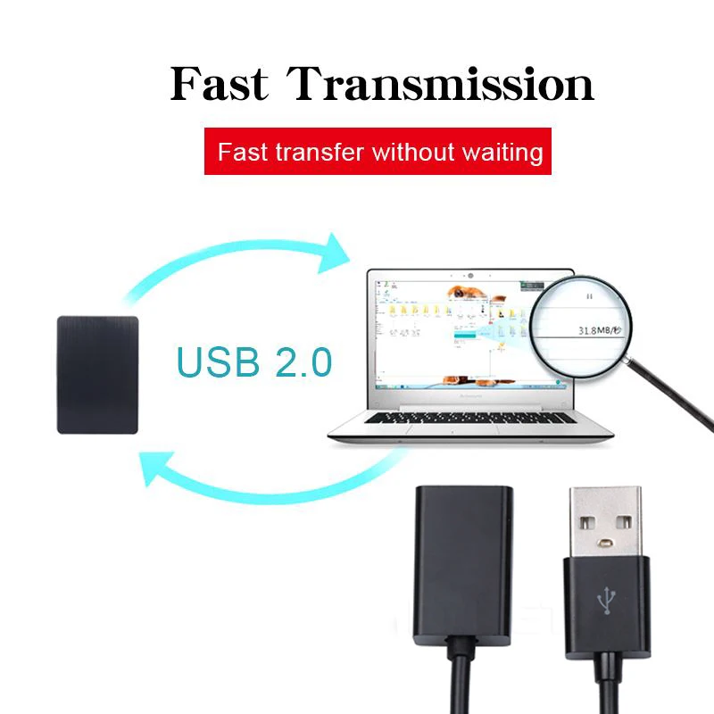 Przedłużacz USB USB 2.0 męski na USB żeńskie kabel do ładowania USB kabel USB do przedłużacza transmisji danych dla Smart TV PS4