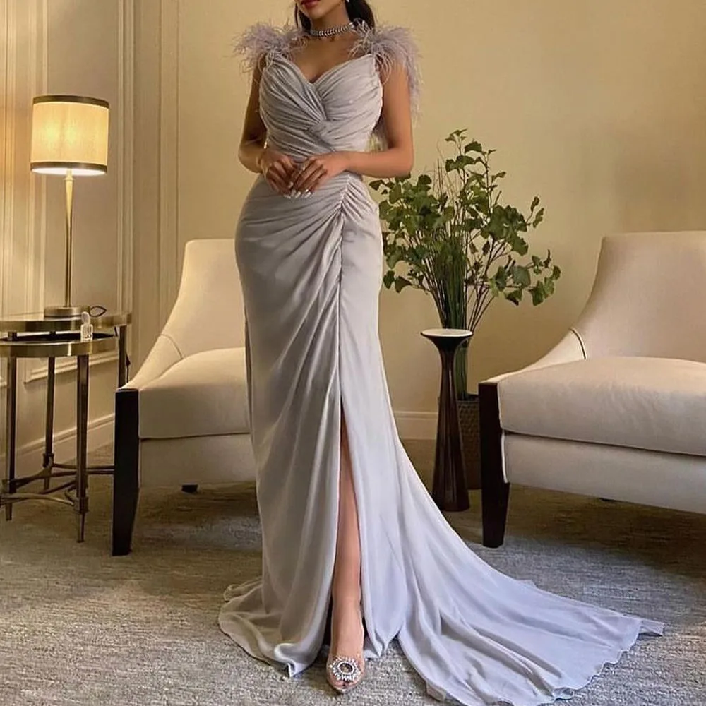 

Plain V-neck Prom Dress A-line for Women Evening Party Gown Off the Shoulder Formal Occasion Dresses Side Split فساتين