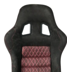 Sedile da corsa singolo Materiale in fibra di vetro Robusta superficie leggera con decorazione di cuciture nere e rosse Motivo a diamante