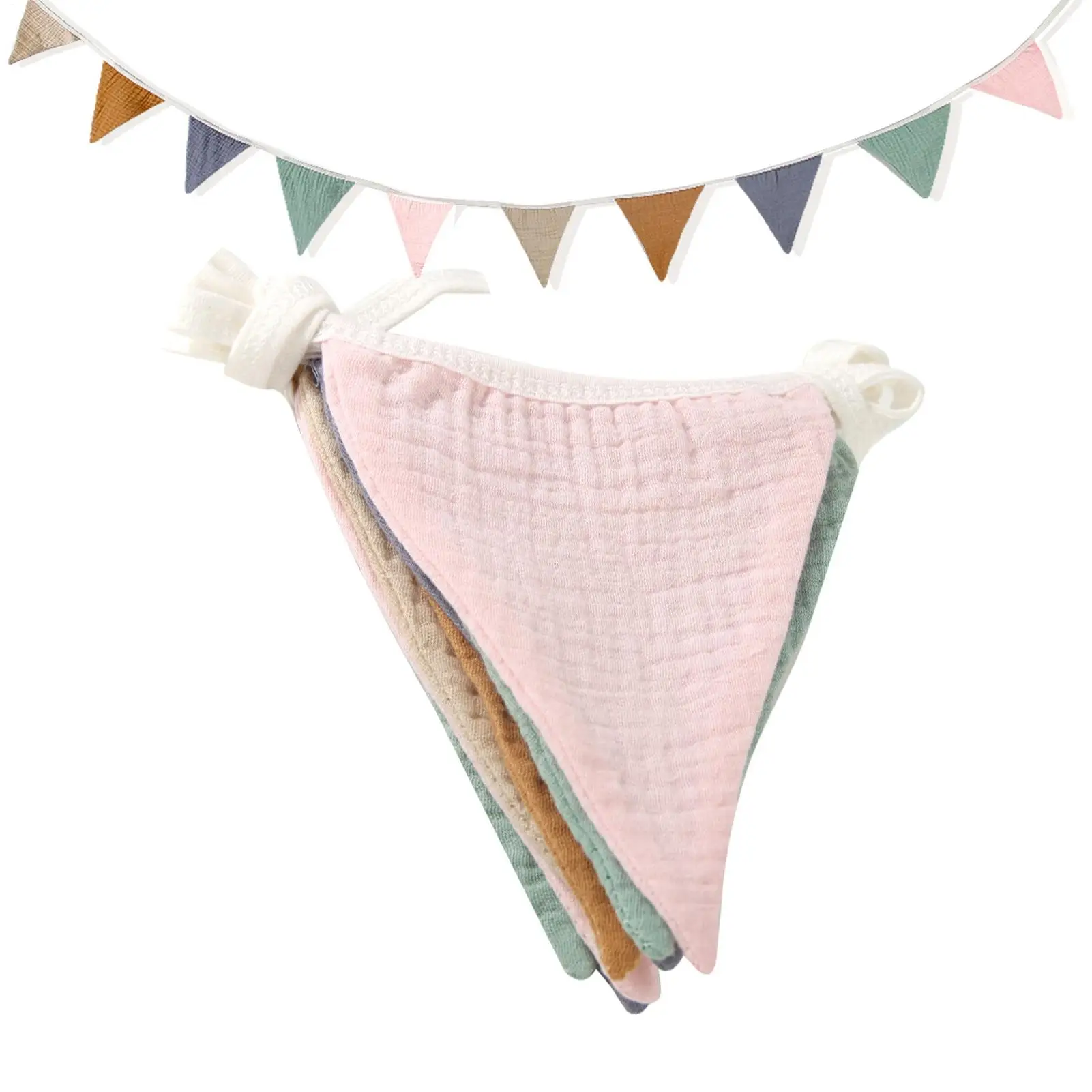 Pennant Banner Flags Cotton Fabric Triangle Pennant Unique Personalize Washable Nursery Bunting Banner Flags For Living Room