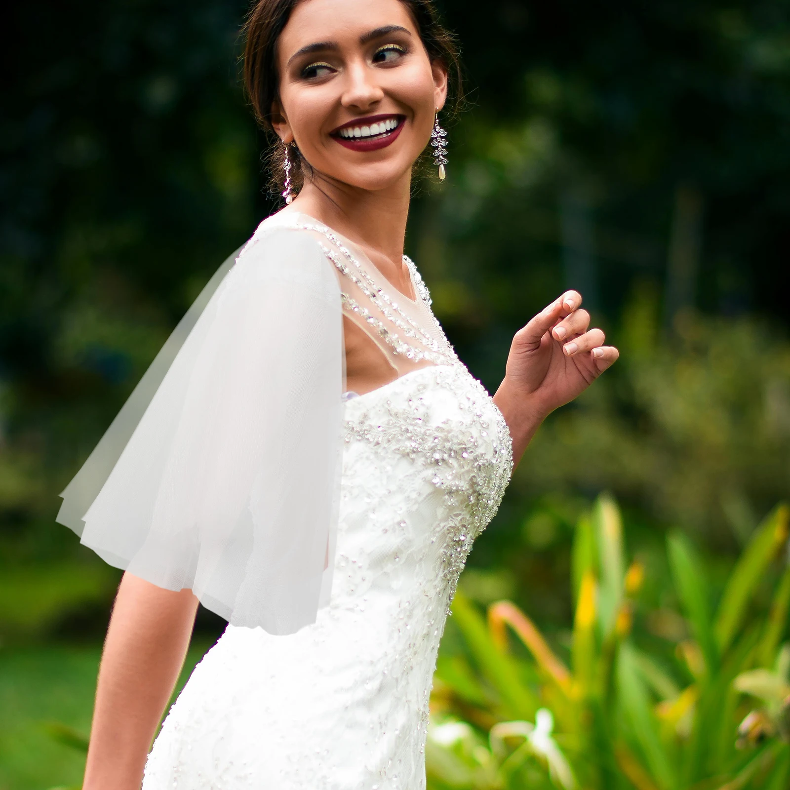 

2pcs Mesh Sleeve Head Wedding Bridal Elegant White Removable Tulle Dress Accessories For Women Party Bride Decor