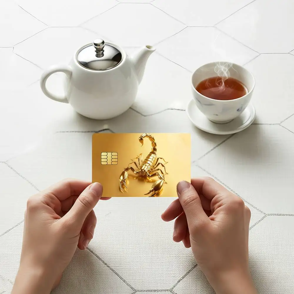 Fashion Metallic Scorpion Credit Skin Cover Card Stickers 4PCS Film Bus Pass Front Decoration Bank Debit Waterproof