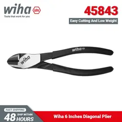 Wiha 45843 Black Forest Diagonal Pliers 180mm Long Patented-design Labor-saving Cable Cutter for Harder Steel Wires Iron Wires