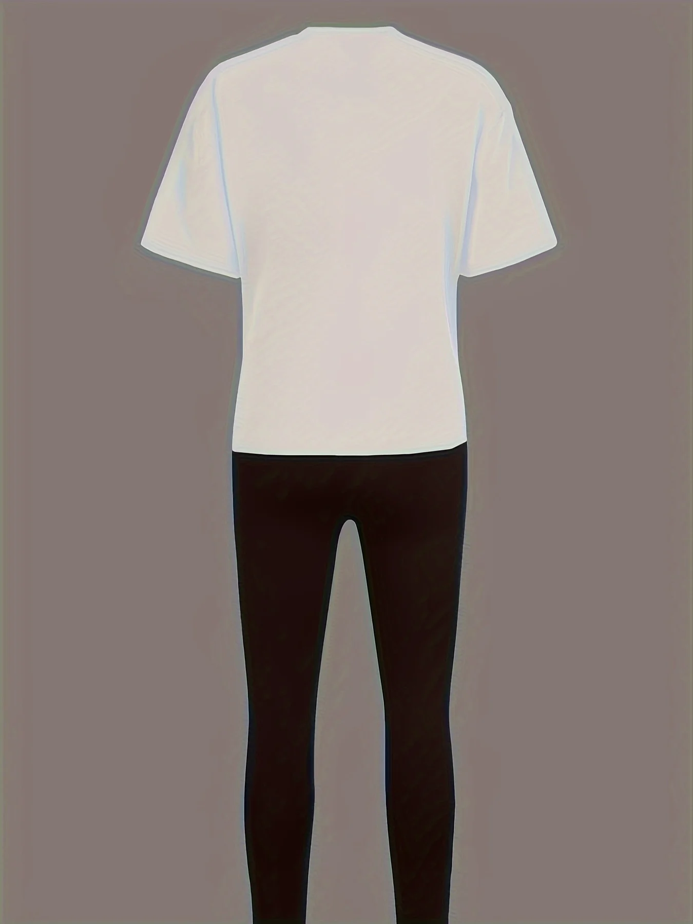 レディース春夏カジュアルKISSヒョウ柄リッププリントラウンドネック半袖Tシャツとタイトパンツの2点セット