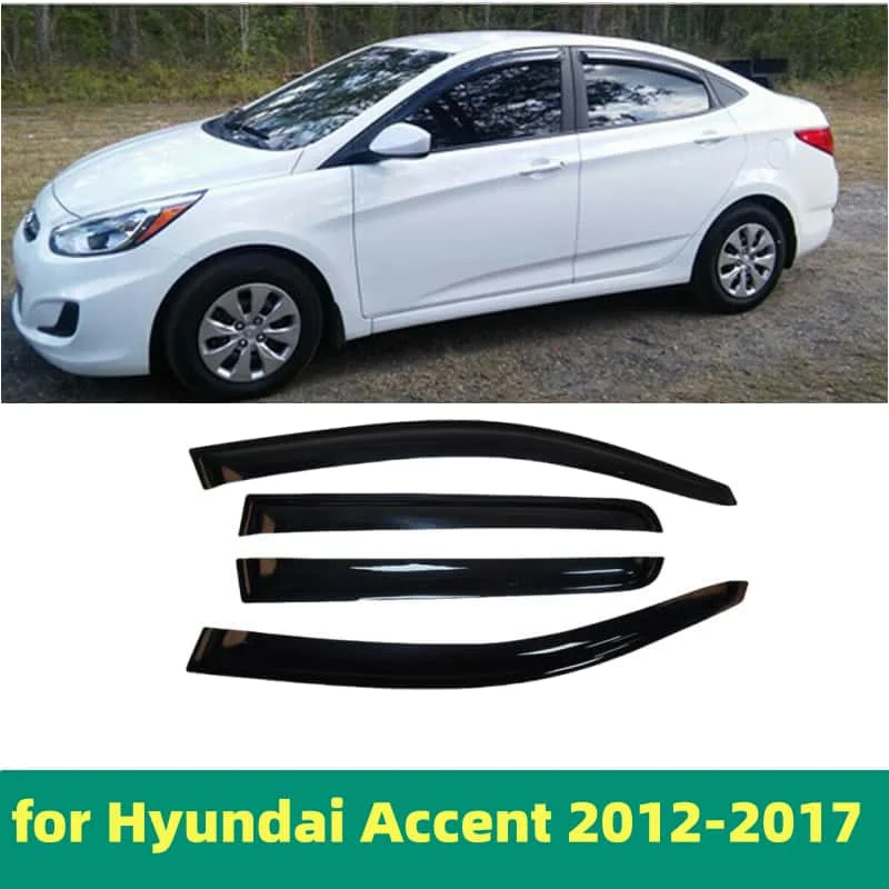 for Hyundai Accent 2012-2017 Car Door Window Visor Rain Sun Guard Deflector Trim Shade Awning Shelter Raincoat Cars Accessories