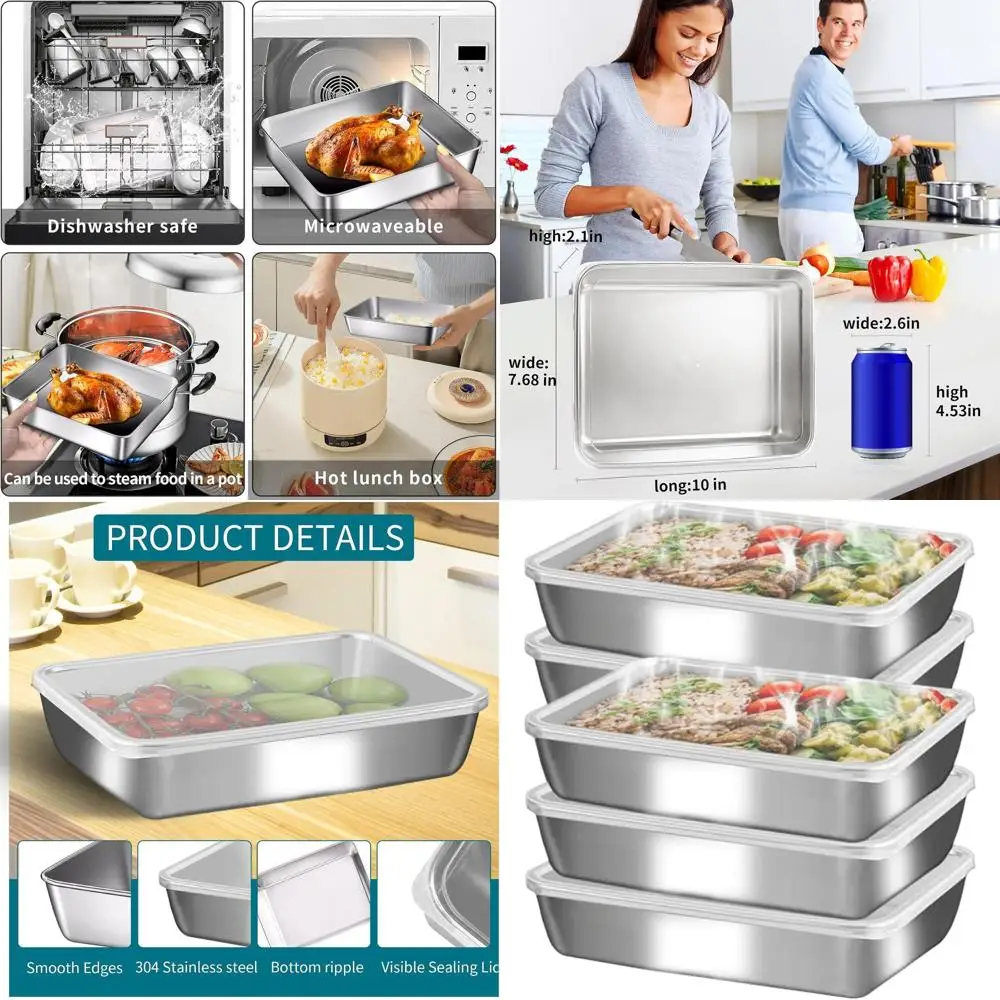 

Набор из 12 контейнеров для еды из нержавеющей стали, пригодных для заморозки и мытья в посудомоечной машине