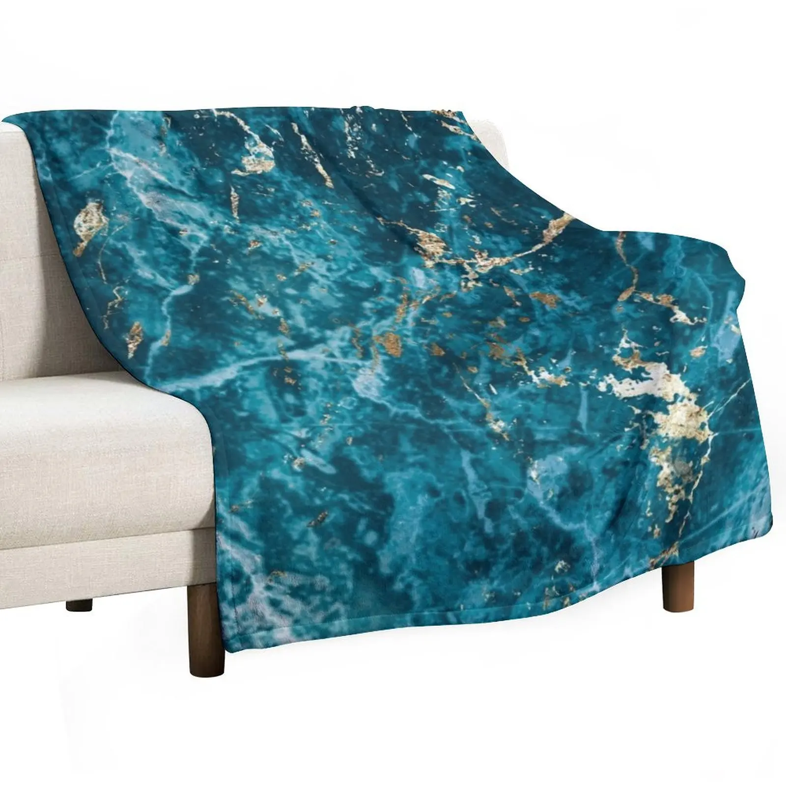 

Marble Turquoise Blue Gold Texture Perfect Gift Throw Blanket Blankets For Baby Comforter Hair Bed Fashionable Blankets