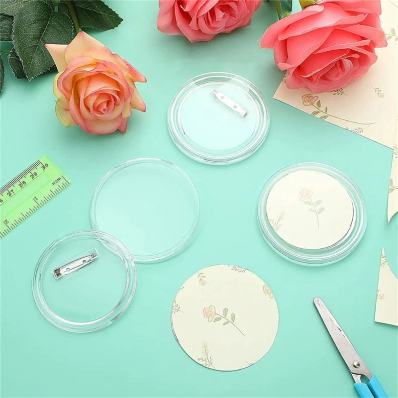 Clear Acrylic Badge Button Blanks for DIY Sewing and Badges