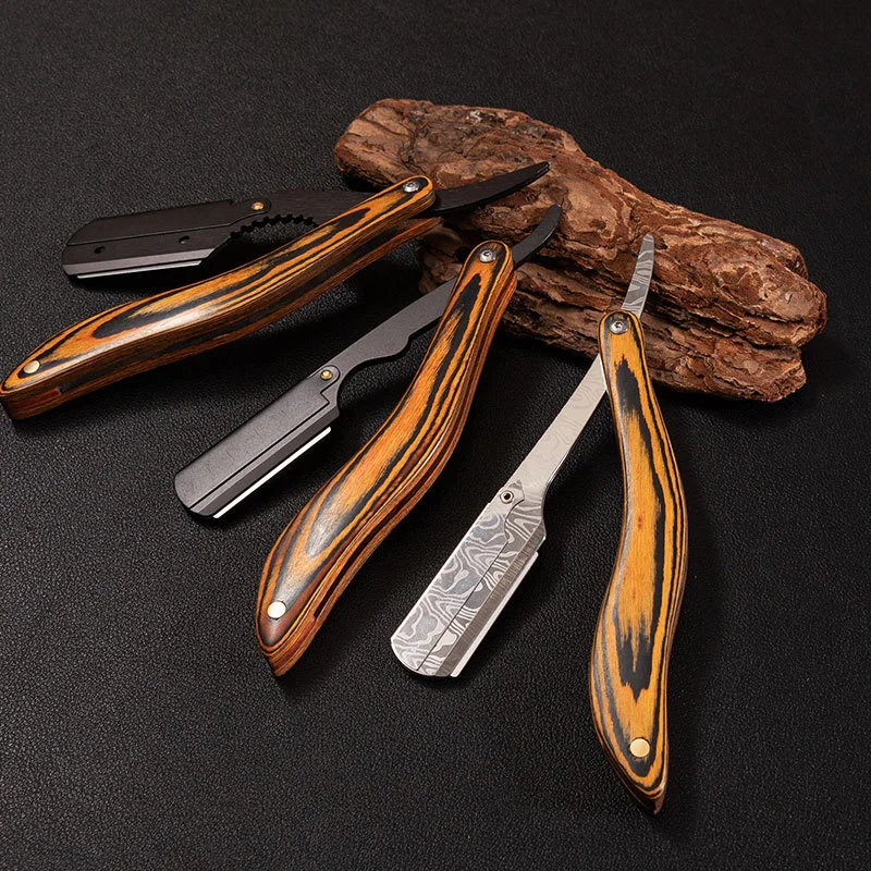 남성용 이발사 면도기 접이식 면도기 전문가용 직선형 스테인리스 스틸 수동 스크레이퍼 이발사 면도기