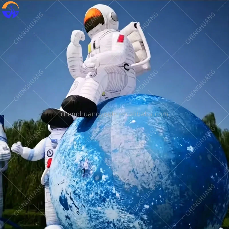 Giant LED Inflatable Astronaut & Moon Landing Model Luminous Spaceman Set Stage Decor for Concert Events
