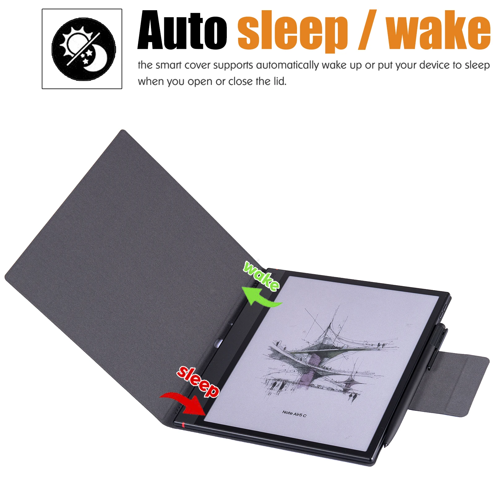Boox Note Air 5 C Case | with Auto Sleep/Wake | Pen Buckle Design | Thin & Slimfit | Premium PU Leather Cover