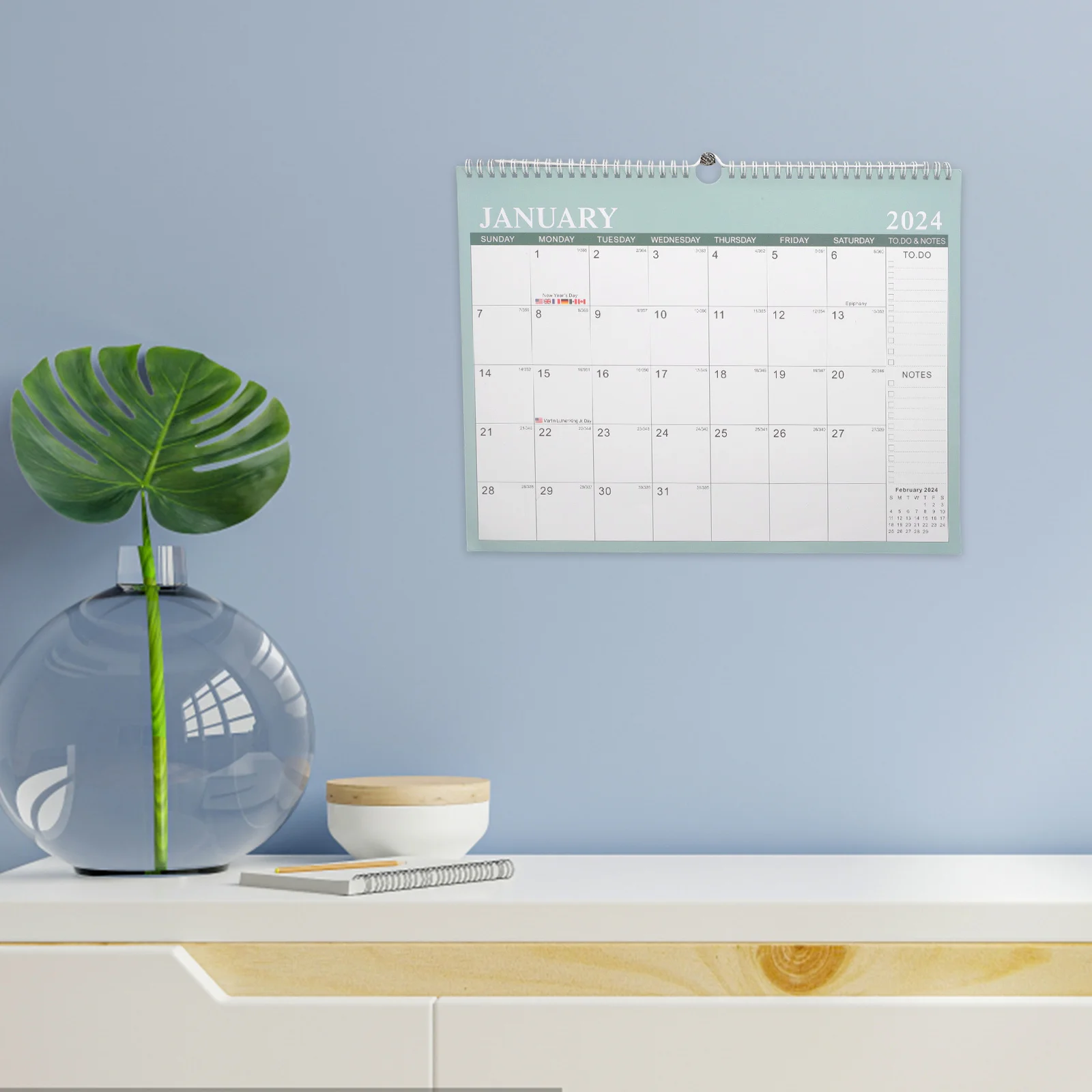 

2024 Desk Calendar Paper Wall Hanging Monthly Organizer for Office Home Study Room Decoration Sturdy Daily Use Noting Calendar