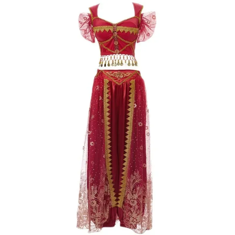 Adult Festival Arabian Princess Belly dance Costume Set Women Indian Bollywood Dancing Cosplay Halloween Jasmine Princess Fancy