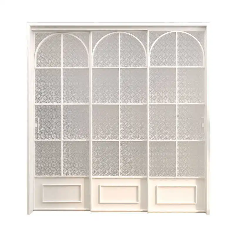 Vintage kitchen, living room, balcony partition, sliding door, triple linkage, titanium-magnesium alloy glass, bathroom interior