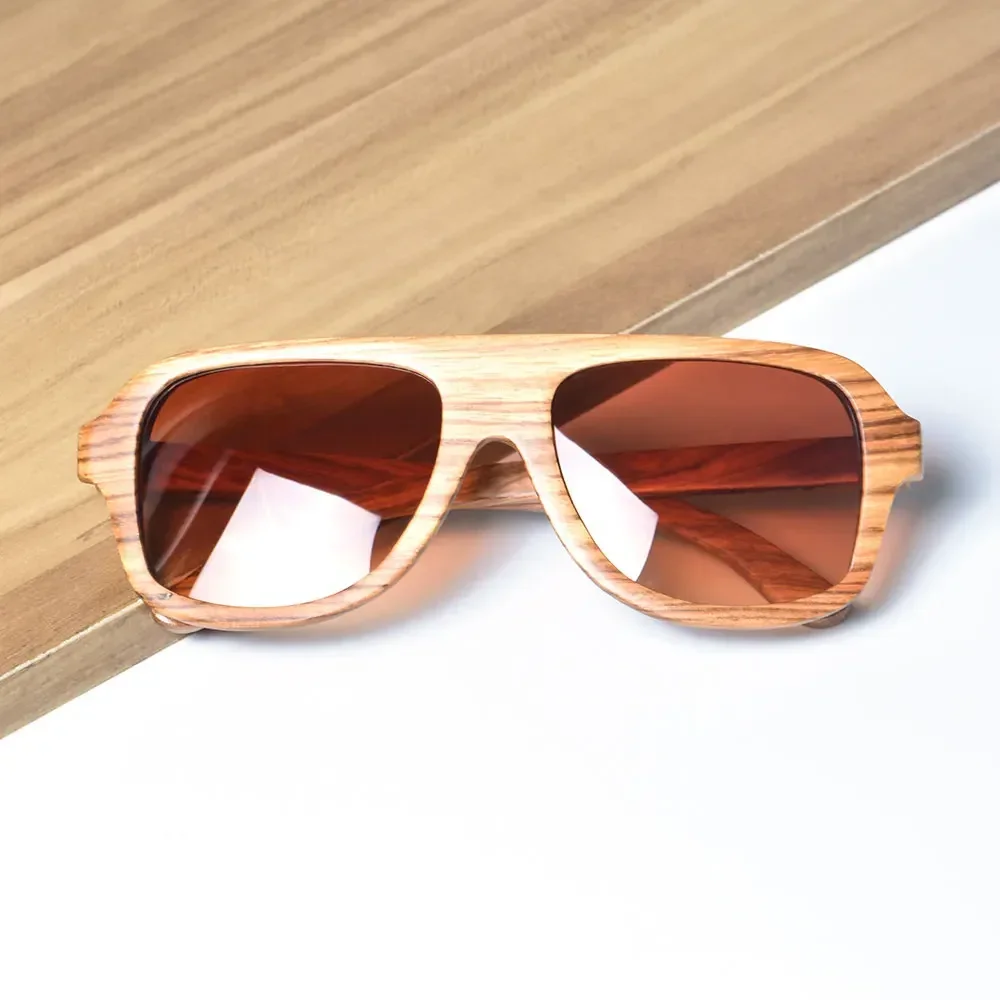 SHINU Brand Wooden Polarized Sunglasses Men Handmade Natural Wood Sunglasses Zebra Wood Big Frame Polarized Driving Sunglass