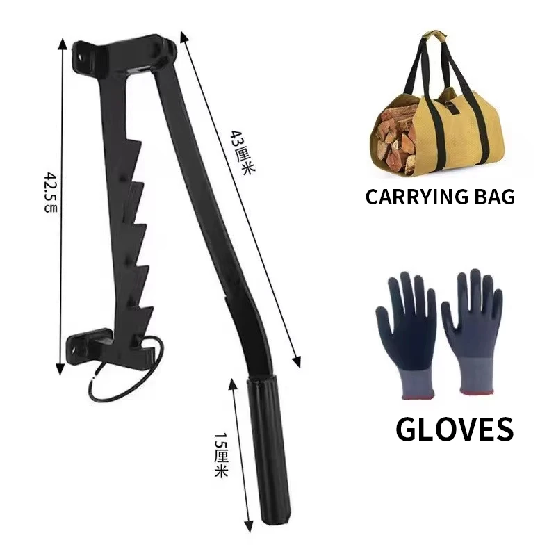 Wall-mounted firewood splitter, firewood splitter, special-shaped firewood axe with firewood bag, portable garden tool